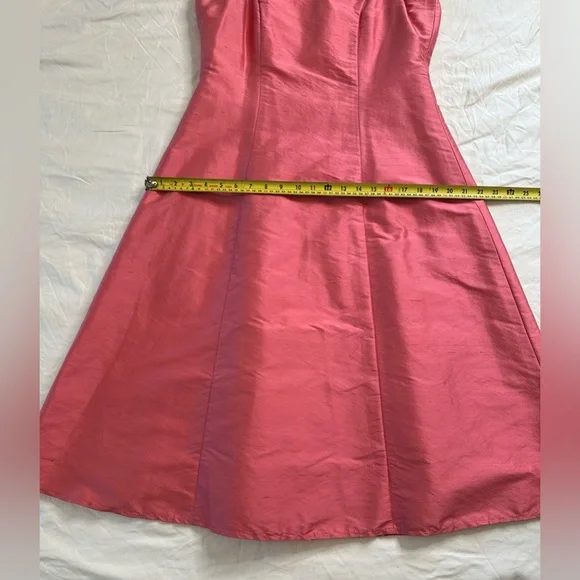 Elda De La Rosa Haute Couture Pink Shantung Silk Sleeveless A-Line Midi Dress L - Picture 11 of 11